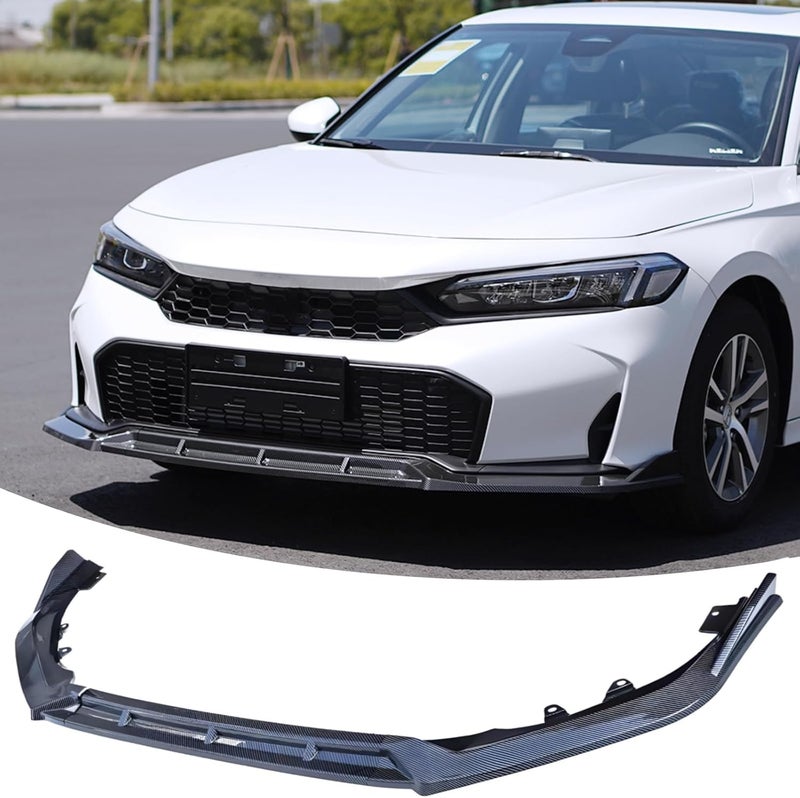 Sts.Ev01 Front Bumper Lip Splitter Spoiler Fit for Honda Civic Hatchback/Sedan/LX/Sport/Si/Hybrid/Touring 2025 2026, 3pcs Air Dam Chin Body Kit Underbody Lip Accessories (Carbon Fiber Style) - Image 1